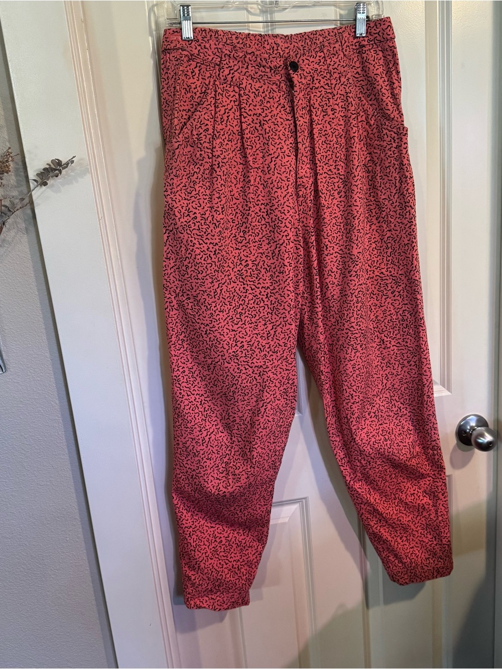 Vintage Esprit Coral Pink Printed High-Waist Trousers
